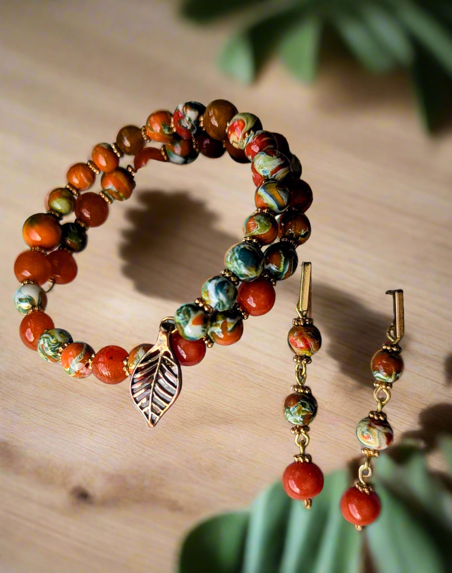 bracelet and earrings